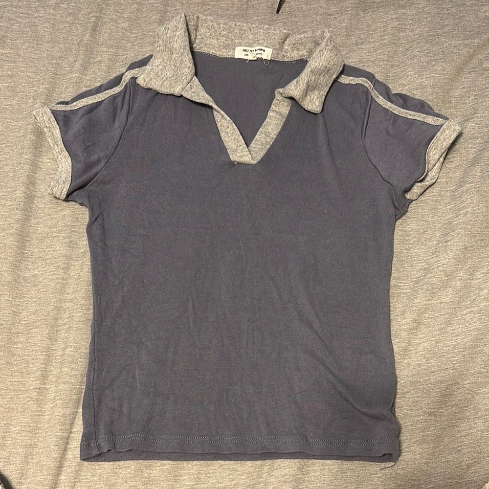 Gray and Blue Polo Shirt